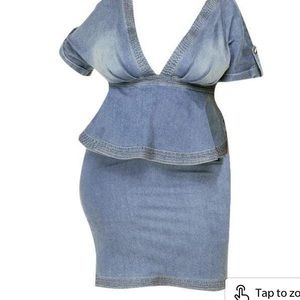 Denim peplum dress